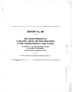 First page of NACA Report No. 460 — 78 related airfoil sections (1933)